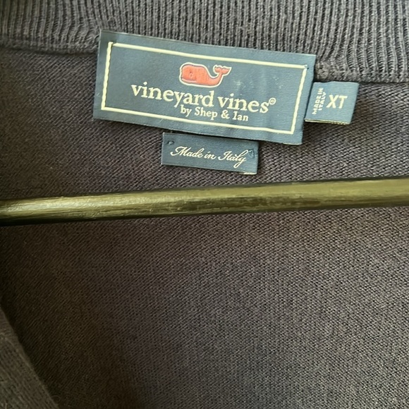 Vineyard Vines Cashmere Cotton Blend 1/4 Zip up Sweater Size XL Tall in Navy - Picture 5 of 8